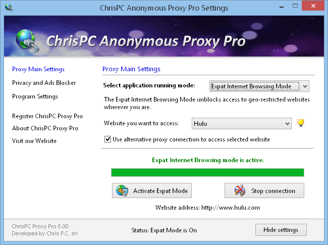 ChrisPC Free Anonymous Proxy for greater security and privacy